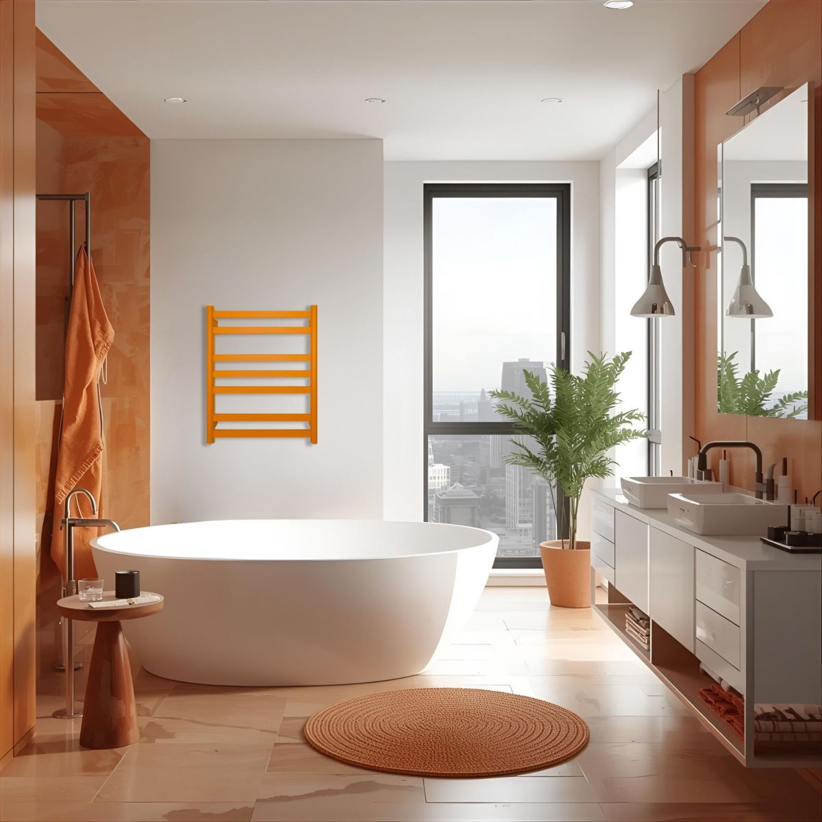 Рушникосушарка електрична Carino RICARDO з кнопкою Помаранчевий пісок 590*490