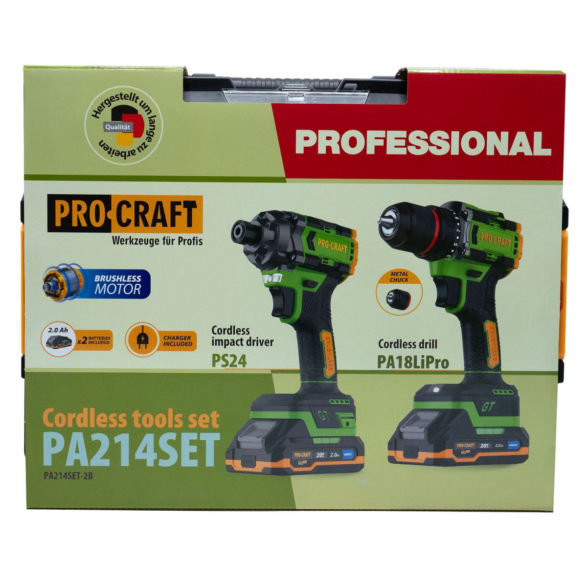 Набір акумуляторного шуруповерта та гвинтоверта Procraft PA214SET (2 АКБ)