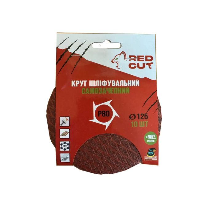 Круг шліфувальний самозачепний  д.125мм Р80 Тип РОМБ "Red Cut"
