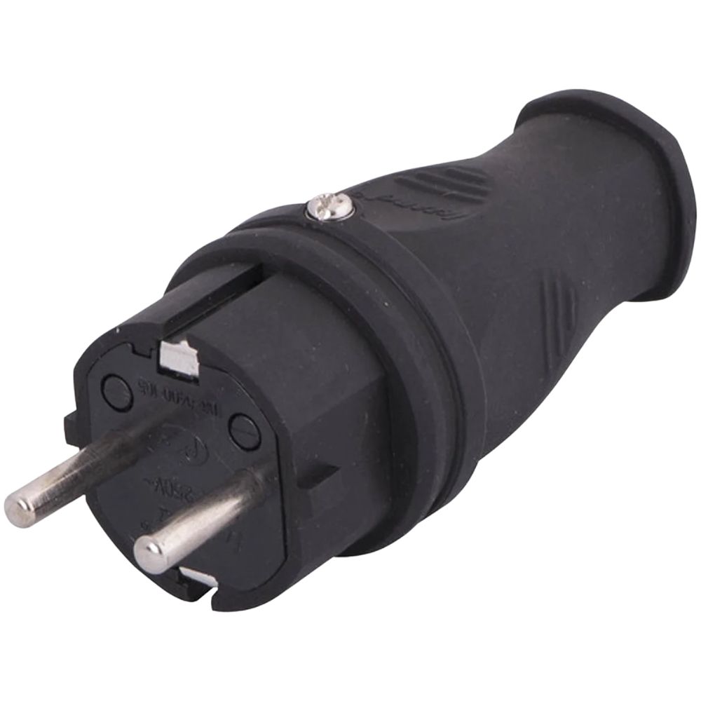 Вилка З/К каучук IP44 Lezard 16А  чорний