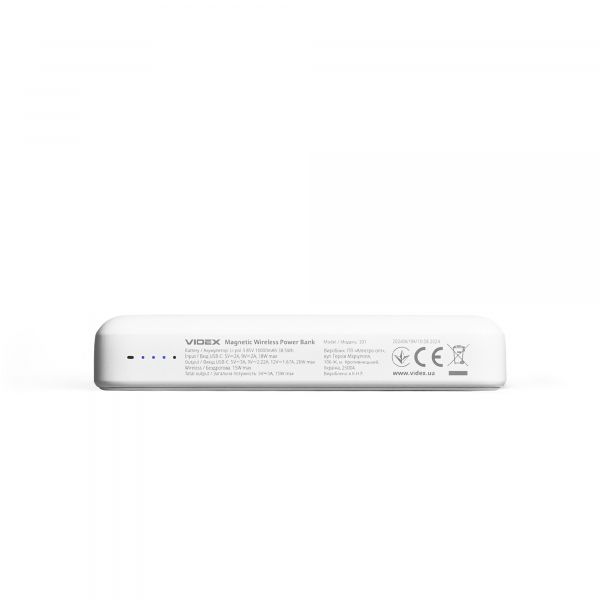 Повербанк з бездротовою зарядкою 10000mAh VIDEX VPB-331 PD20W White