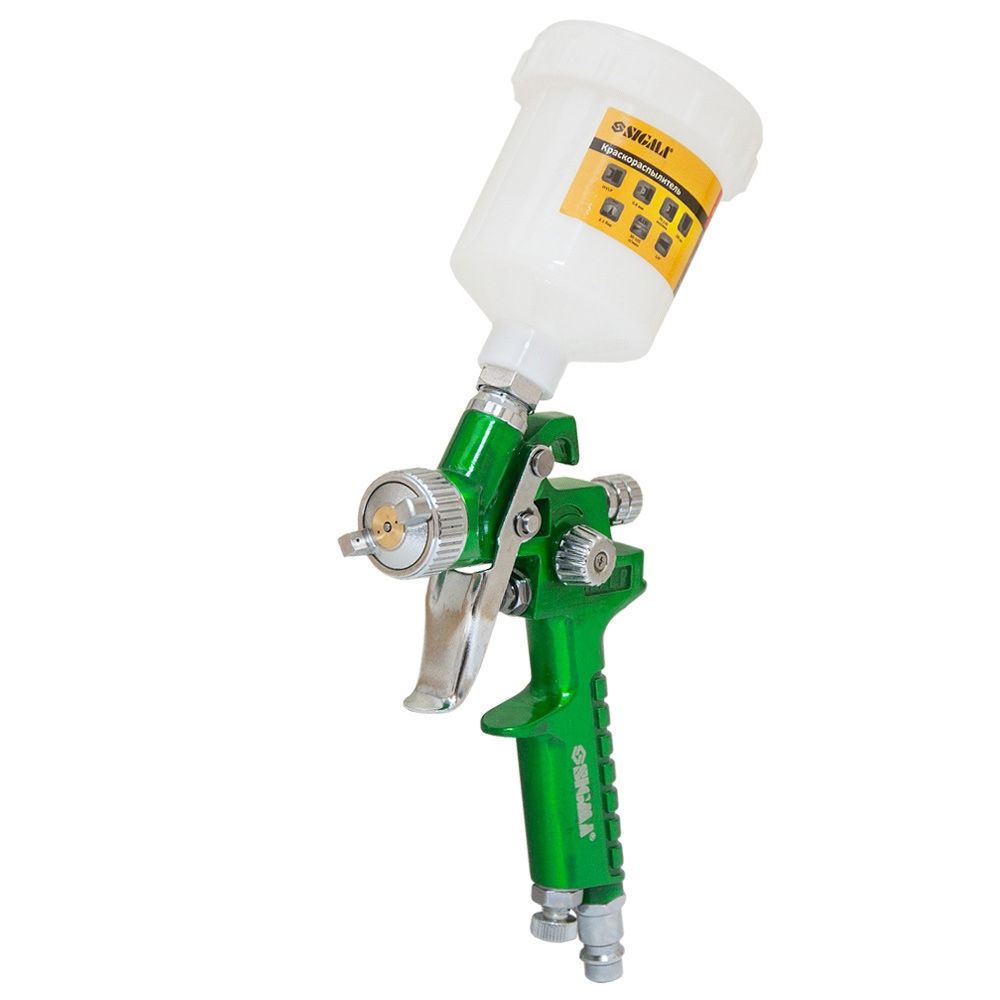 Фарборозпилювач HVLP-mini Ø0.8мм 30-115л/хв 2.1бар в/б 100мл (пласт) зелений SIGMA (6812041)