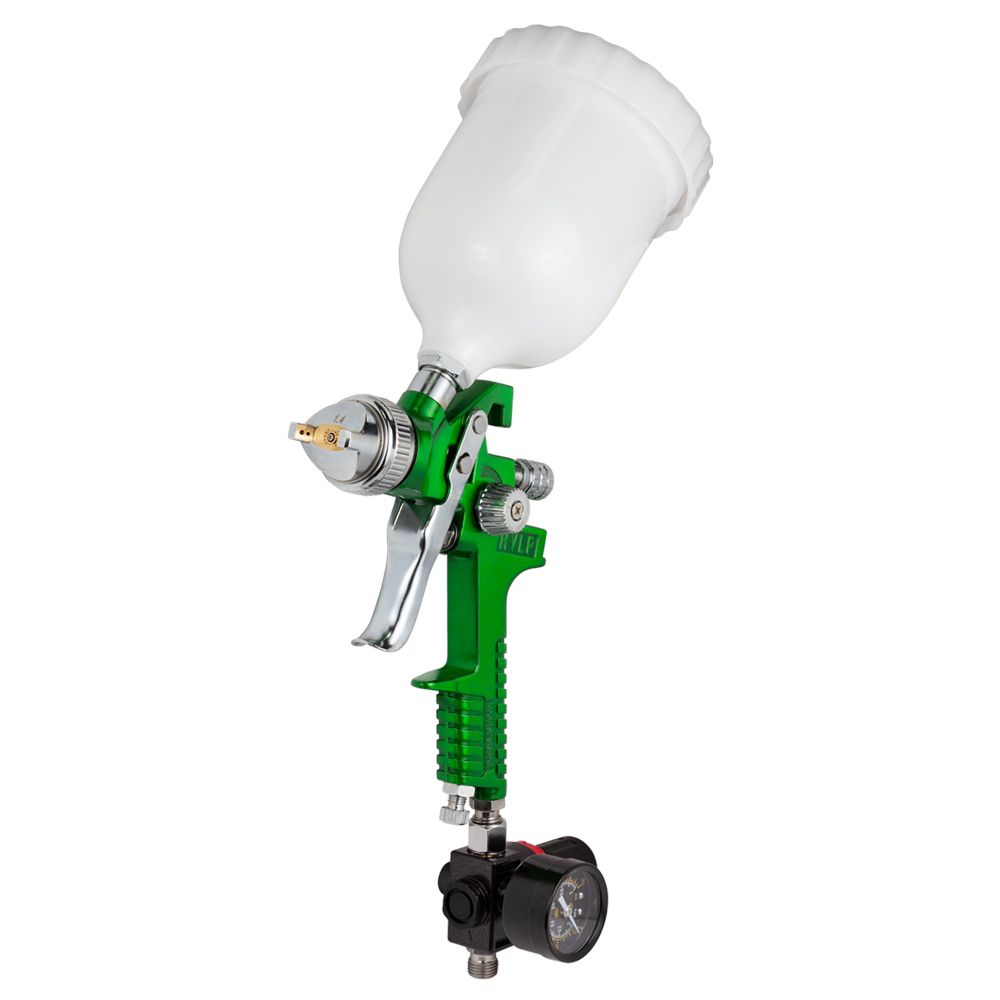 Фарборозпилювач HVLP Ø1.4мм 140-280л/хв 3бар в/б 600мл (пласт) + редуктор зелений SIGMA (6812081)