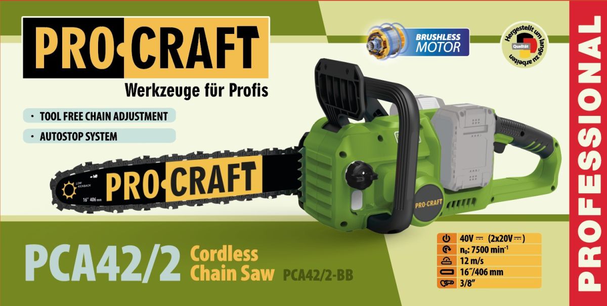Акумуляторна ланцюгова пила Procraft PCA42/2 (Без АКБ та ЗП)