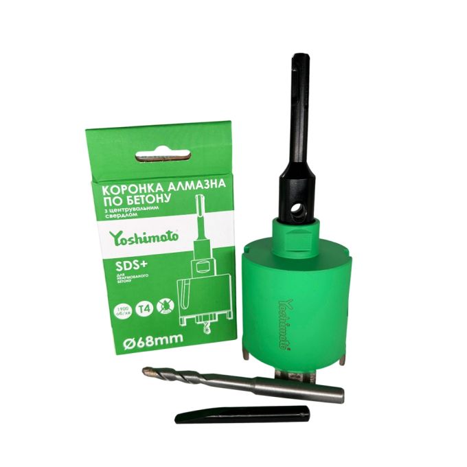 Коронка алмазна по бетону Yoshimoto SDS Plus з центрувальним свердлом 68мм