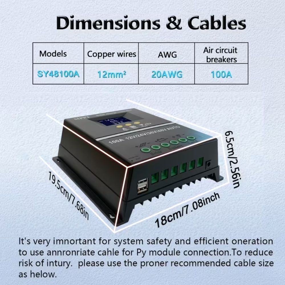 Сонячний контролер з гібридною зарядкою 4800W, 100 А