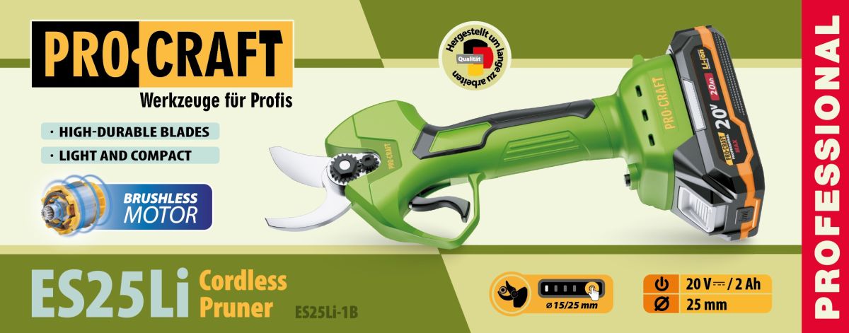 Акумуляторний секатор Procraft ES25Li (з 1 акб)