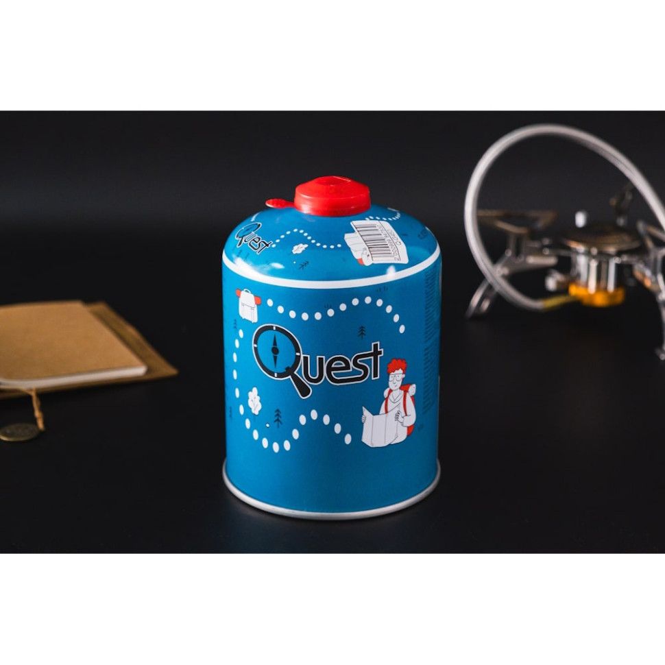 Набір Газовий пальник BRS-1 складний + Газовий балон різьбовий бутановий Quest, 450гр