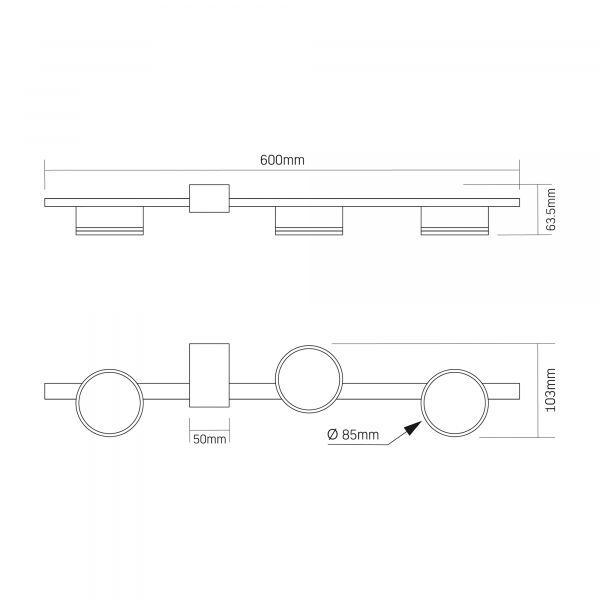 Світильник VIDEX під лампу 3xGX53 накладний Білий (VL-SPF32-3W)