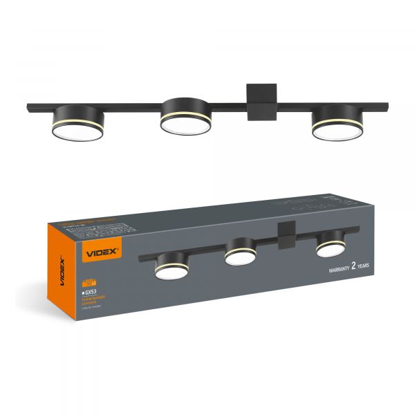 Світильник VIDEX під лампу 3xGX53 накладний Чорний (VL-SPF32-3B)