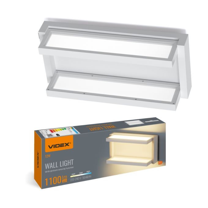 LED светильник настенный с сенсором VIDEX WL01 12W 2800K-4000K-6000K Белый