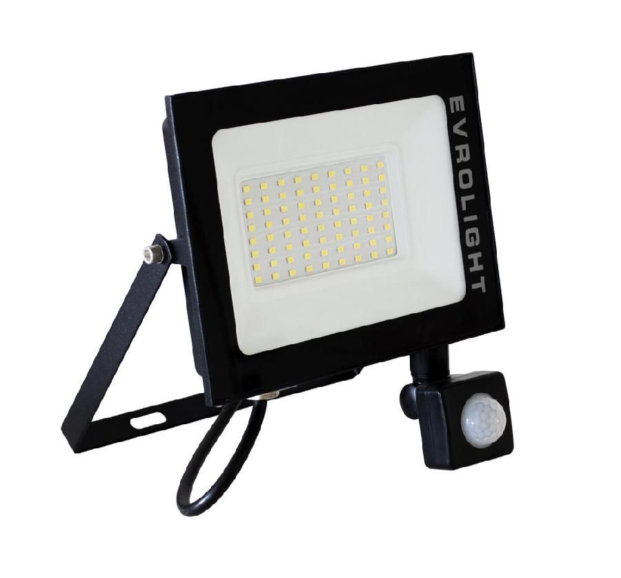 Прожектор світлодіодний&nbsp;&nbsp;EVROLIGHT 50Вт з датчиком руху EV-50D 6400К