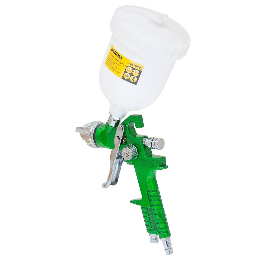 Фарборозпилювач HVLP Ø1.3мм 140-280л/хв 3бар в/б 600мл (пласт) зелений SIGMA (6812101)