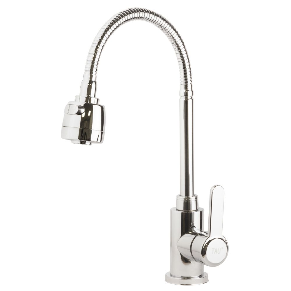 Змішувач s18 Ø35 для кухні вилив гофрований на гайці SS TAU (9818110)