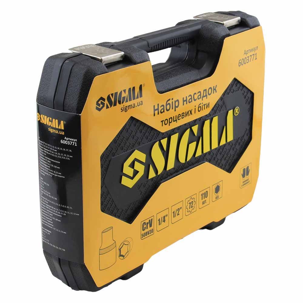 Набір насадок торцевих і біт 1/4", 1/2" 110шт CrV mid SIGMA (6003771)