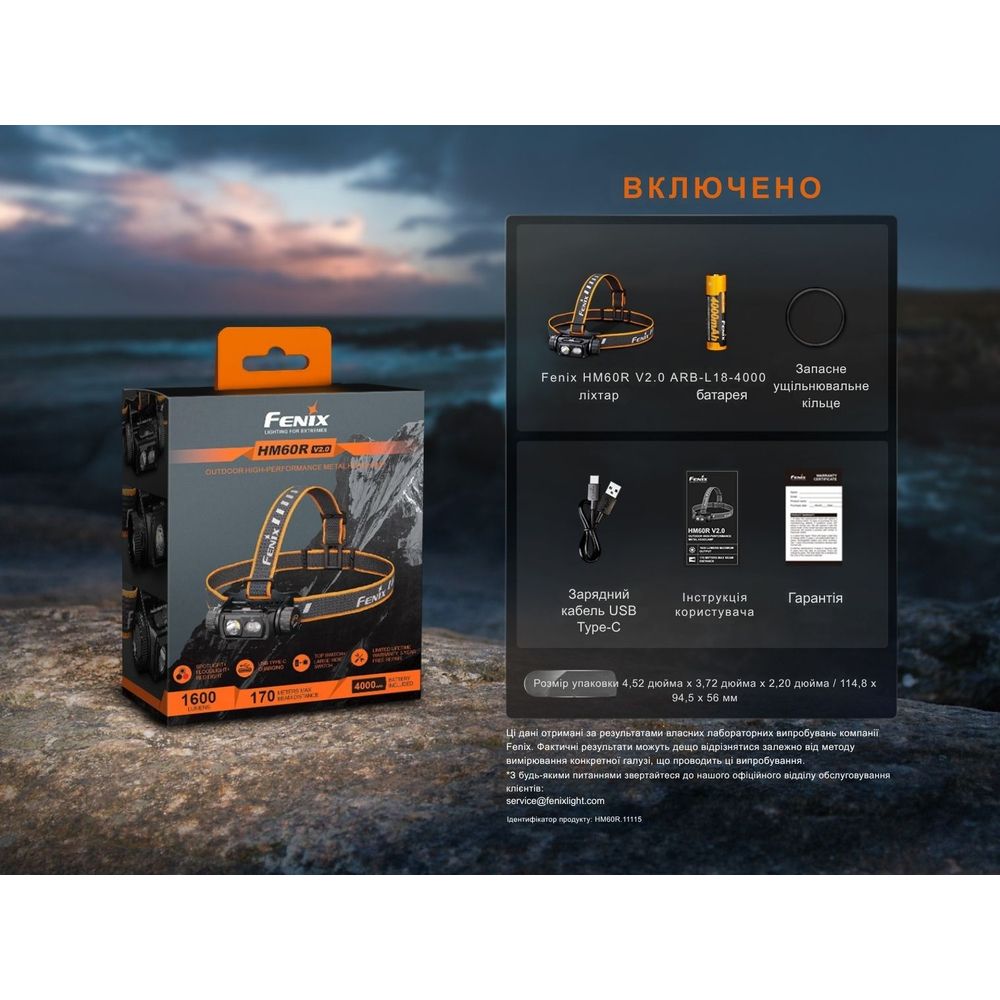Ліхтар налобний Fenix HM60R 2.0