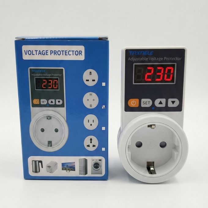 Регульоване захисне розеткове реле TAXNELE 16A 140V-300V відсікач напруги з дисплеєм