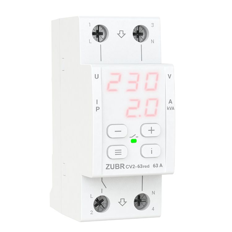 Реле напруги з контролем струму ZUBR CV2-63 red