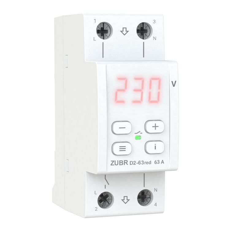 Реле напряжения ZUBR D2-63 с термозащитой red