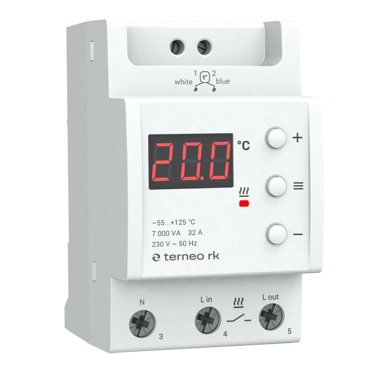 Терморегулятор terneo rk на 32 А на DIN-рейку для електрокотлів та систем обігріву