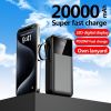 20000 мАч Power Bank з LED-дисплеєм, подвійним виходом, вбудованим шнурком, чорний