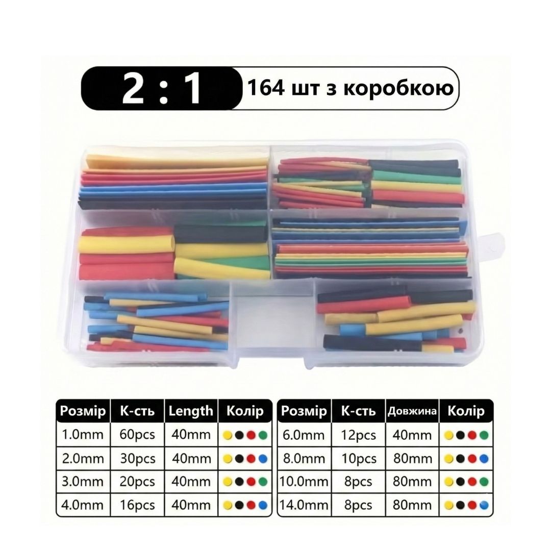 Тепловідбиваюча термозбіжна трубка, UMLIFE 164шт