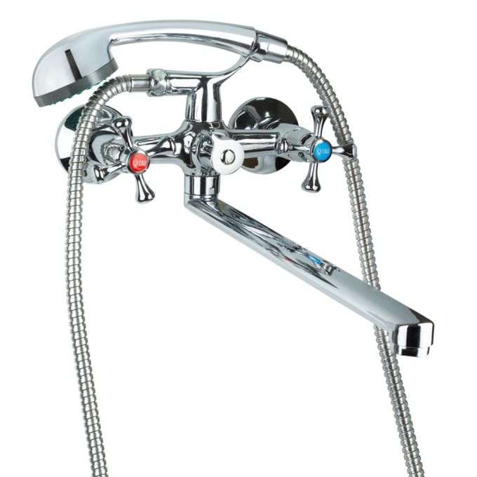 Змішувач VN 1/2" для ванни гусак прямий 350мм дивертор вбудований картріджний TAU VN-2C260C (9885210