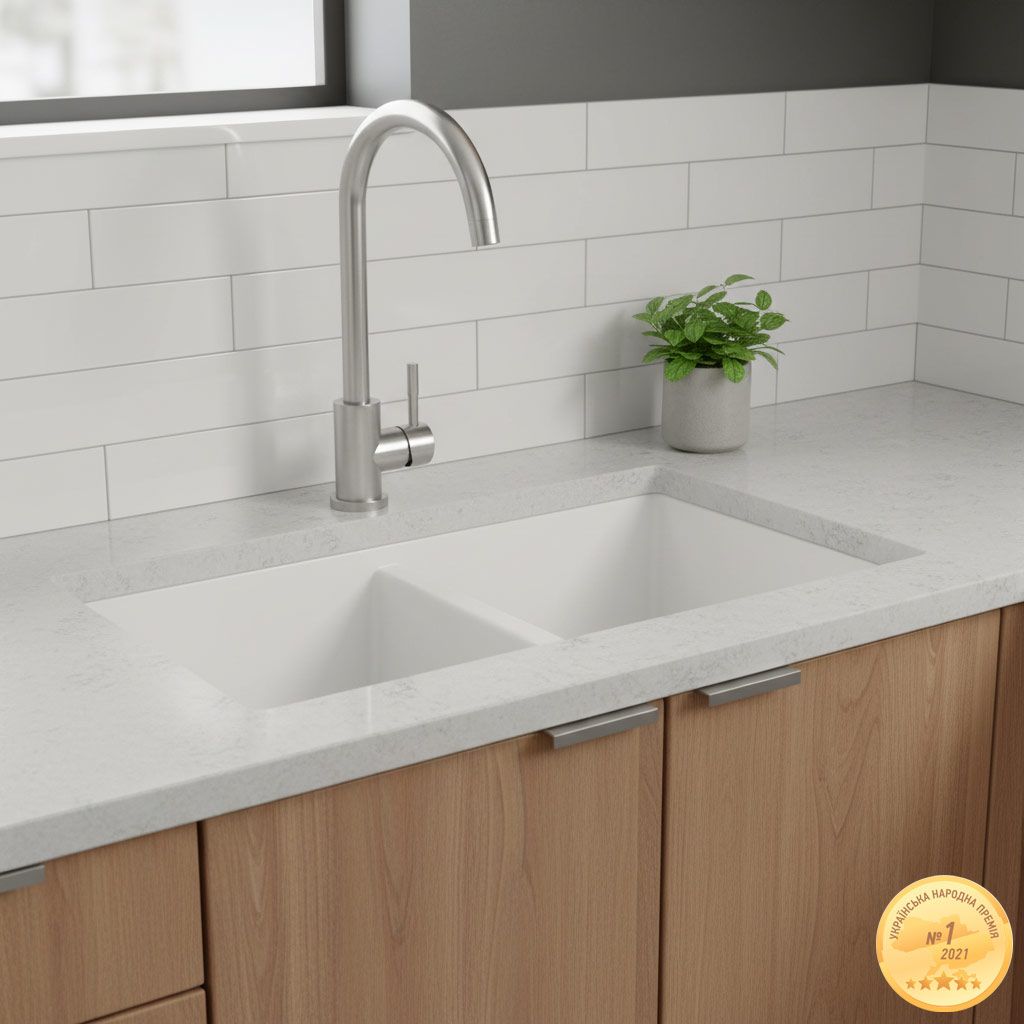 Змішувач KT Ø35 для кухні гусак вухо на гайці SS AQUATICA KT-4B170P (9722101)