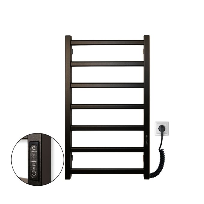 Полотенцесушитель электрический Carino LUNA с контроллером Черный мат 790*490