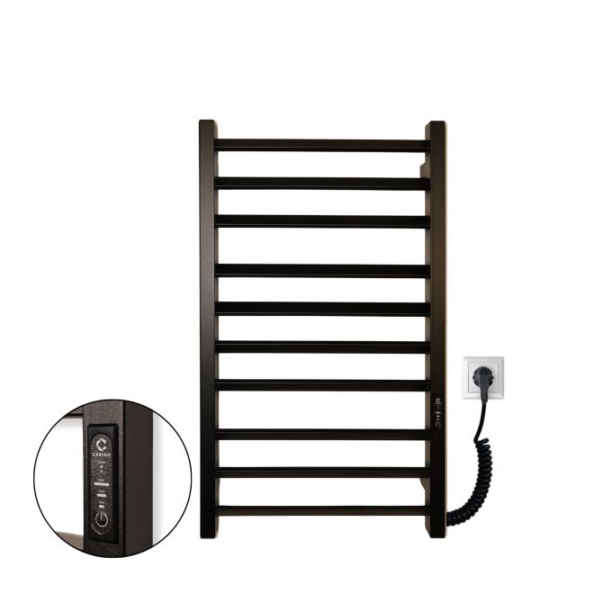 Полотенцесушитель электрический Carino ROSA с контроллером Черный мат 790*490