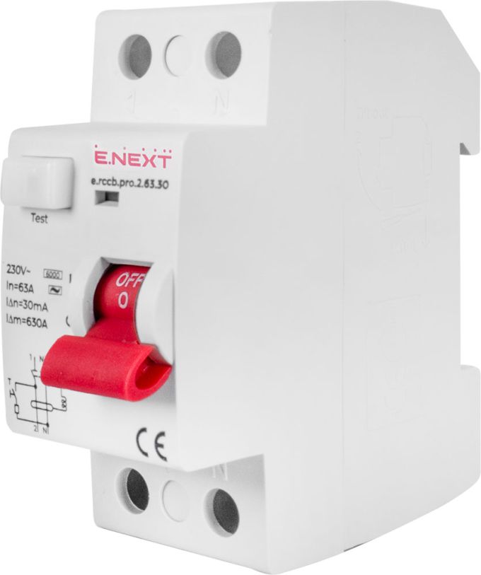 Вимикач диференційного струму e.rccb.pro.2.63.30, 2р, 63А, 30мА