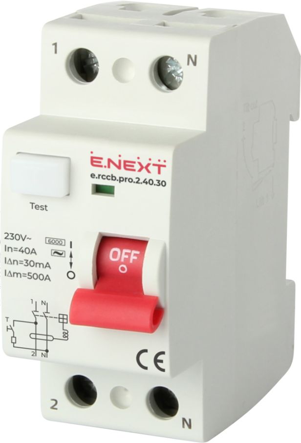 Выключатель дифференциального тока e.rccb.pro.2.40.30, 2р, 40А, 30мА