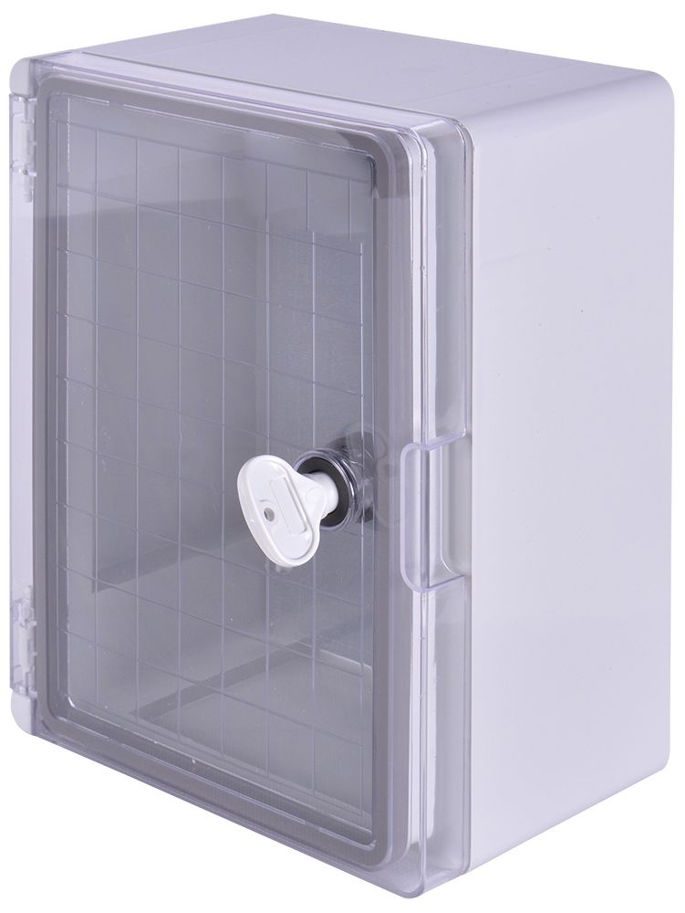 Корпус удароміцний з АБС-пластика e.plbox.210.280.130.tr, 210х280х130мм, IP65 з прозорими дверцятами