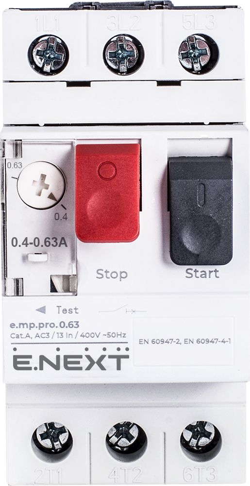 Автоматичний вимикач захисту двигуна e.mp.pro.0.63, 0,4-0,63А