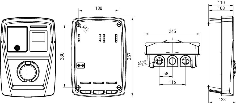 Станція для заряду електромобілів e.charge.pro.7T2C 7,4кВт 230В 32A Type2 кабель 5м IP54