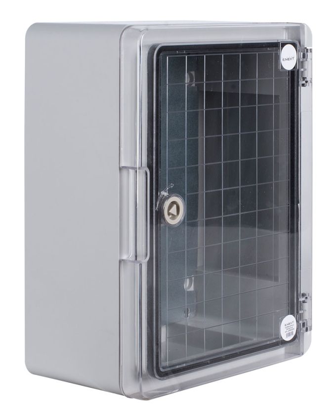 Корпус з ABS-пластику e.plbox.pro.p.33.25.14.tr з прозорими дверцятами 330x250x140мм ІР65