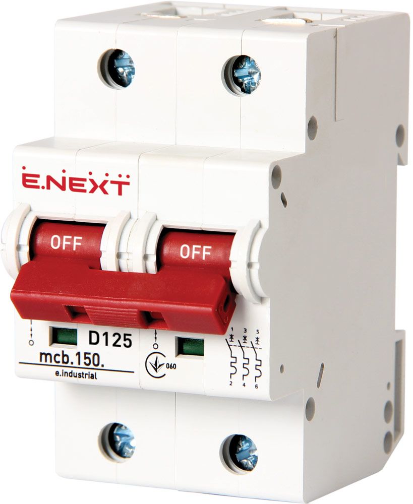 Модульний автоматичний вимикач e.industrial.mcb.150.2.D125, 2р, 125А, D, 15кА