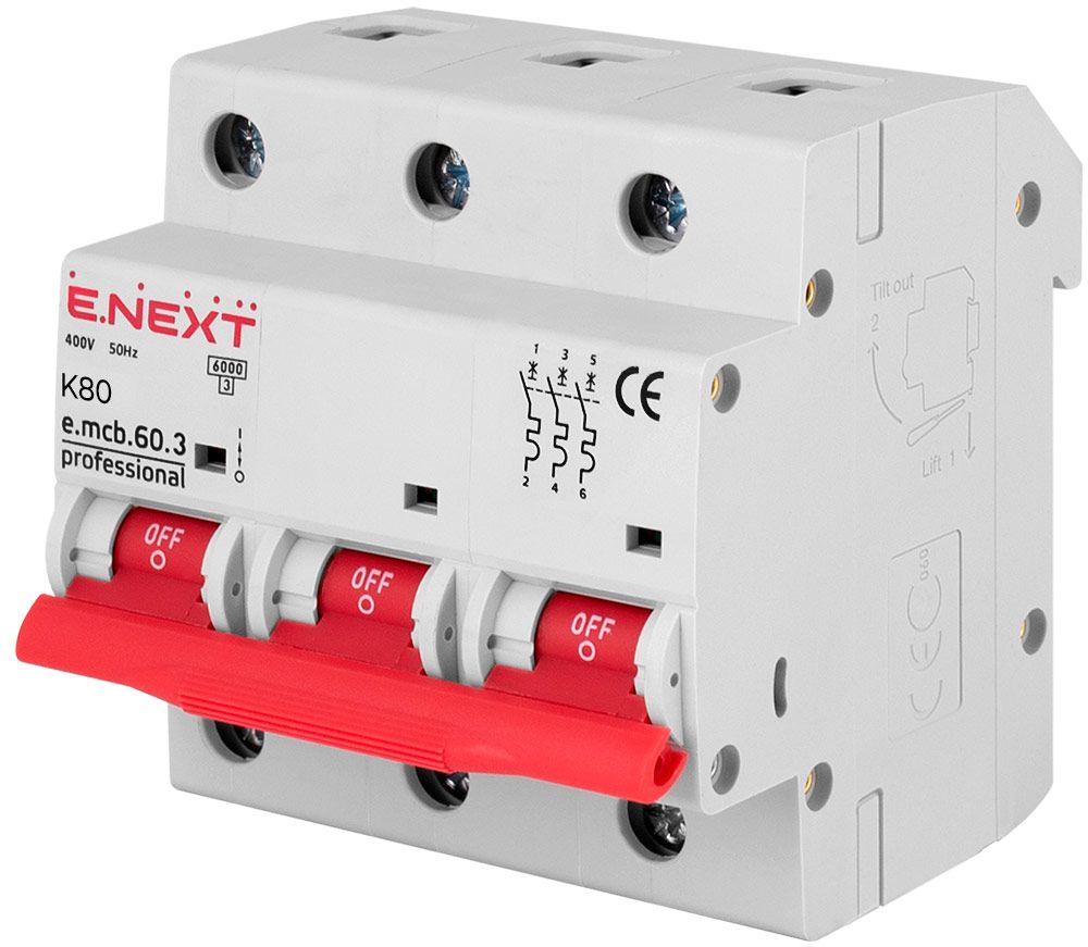 Модульний автоматичний вимикач e.mcb.pro.60.3.K 80 new, 3р, 80А, K, 6кА new
