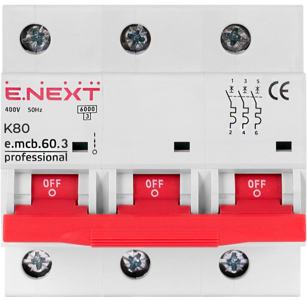 Модульний автоматичний вимикач e.mcb.pro.60.3.K 80 new, 3р, 80А, K, 6кА new