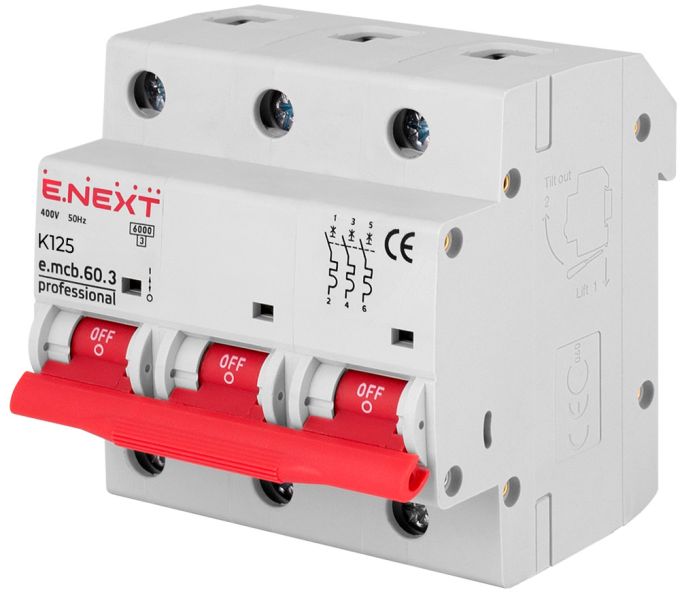 Модульний автоматичний вимикач e.mcb.pro.60.3.K 125 new, 3р, 125А, K, 6кА new