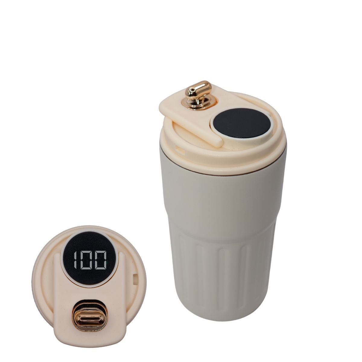 Термокружка 316 із нержавіючої сталі з LED-дисплеєм температури, 450 мл, біла