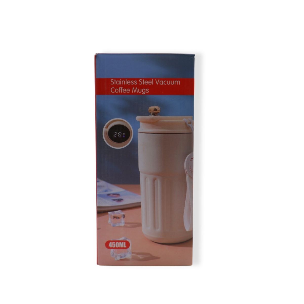 Термокружка 316 із нержавіючої сталі з LED-дисплеєм температури, 450 мл, біла