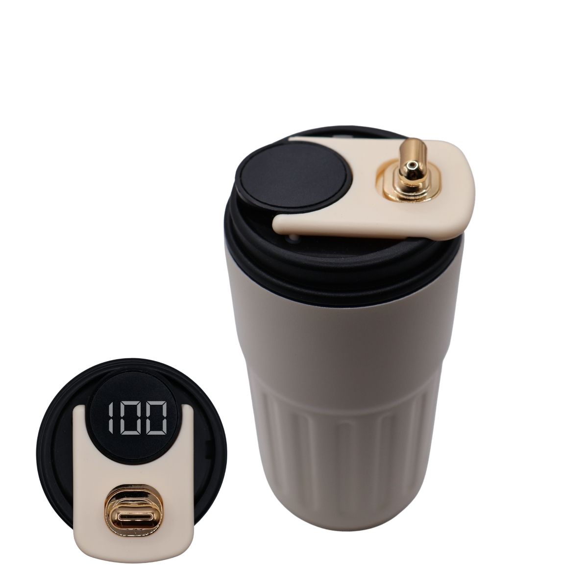 Термокружка 316 із нержавіючої сталі з LED-дисплеєм температури, 450 мл, чорна