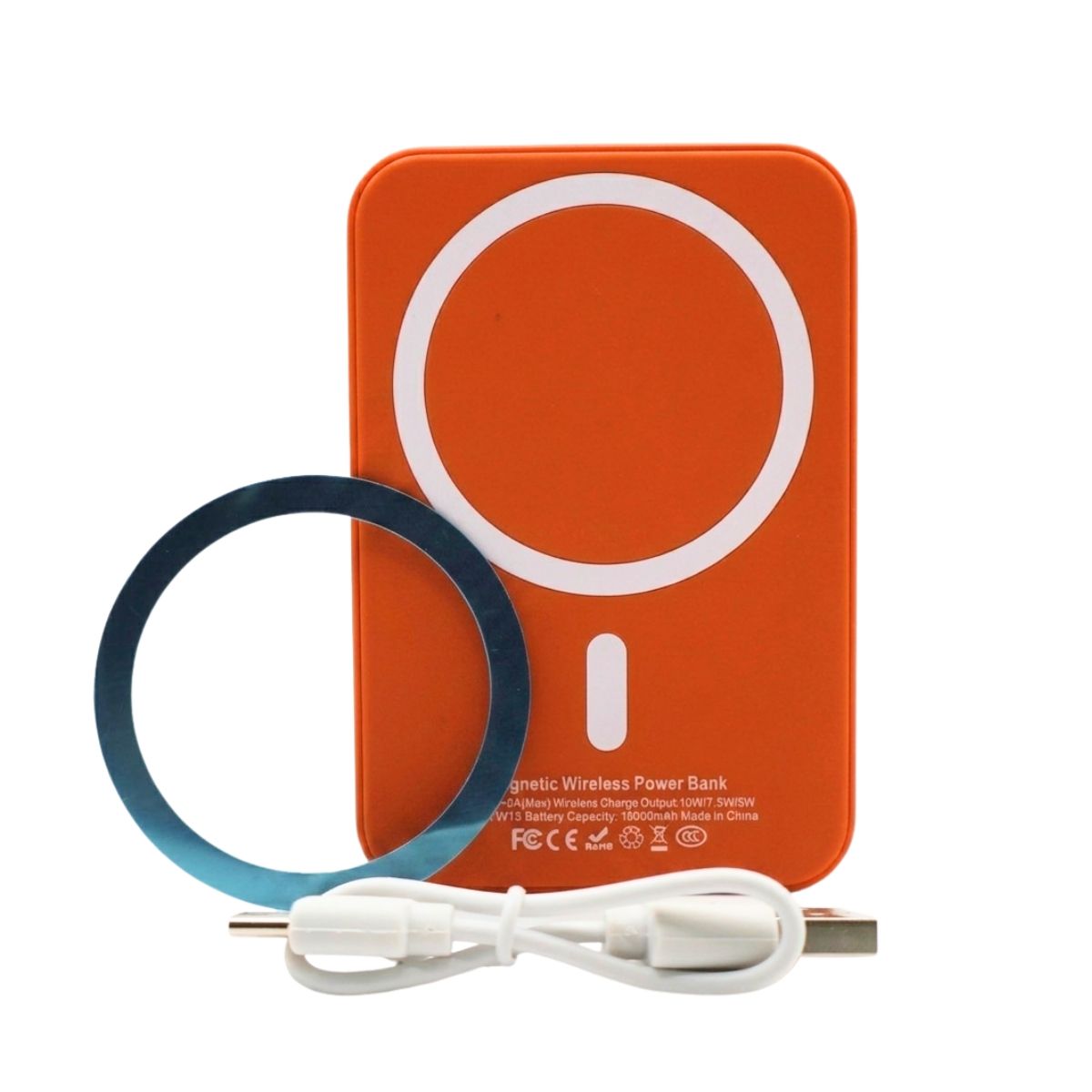 Power Bank 3000 мАг з бездротовою зарядкою, помаранчевий