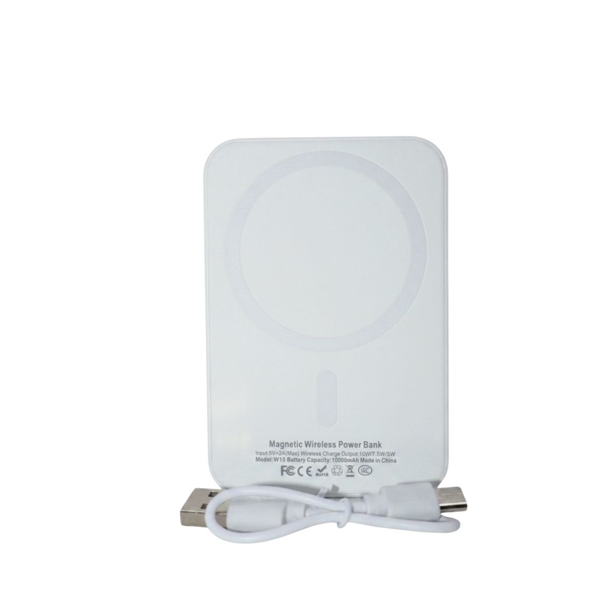 Power Bank 10000 мАг з бездротовою зарядкою, білий