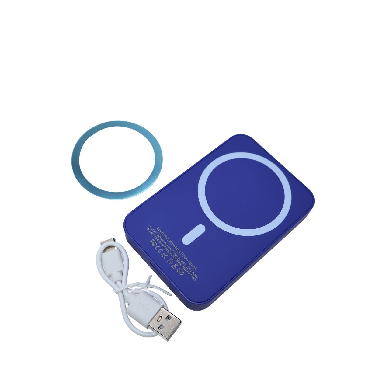 Power Bank 3000 мАг з бездротовою зарядкою, синій