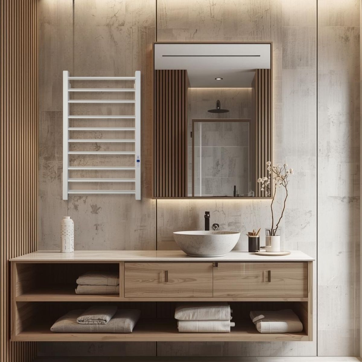 Рушникосушарка електрична Carino MAGRO з дисплеєм Білий мат 790*490