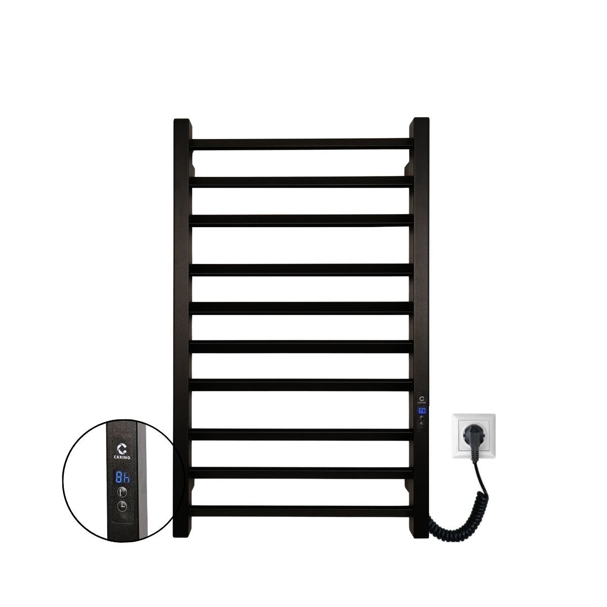 Рушникосушарка електрична Carino ROSA з дисплеєм Чорний мат 790*490