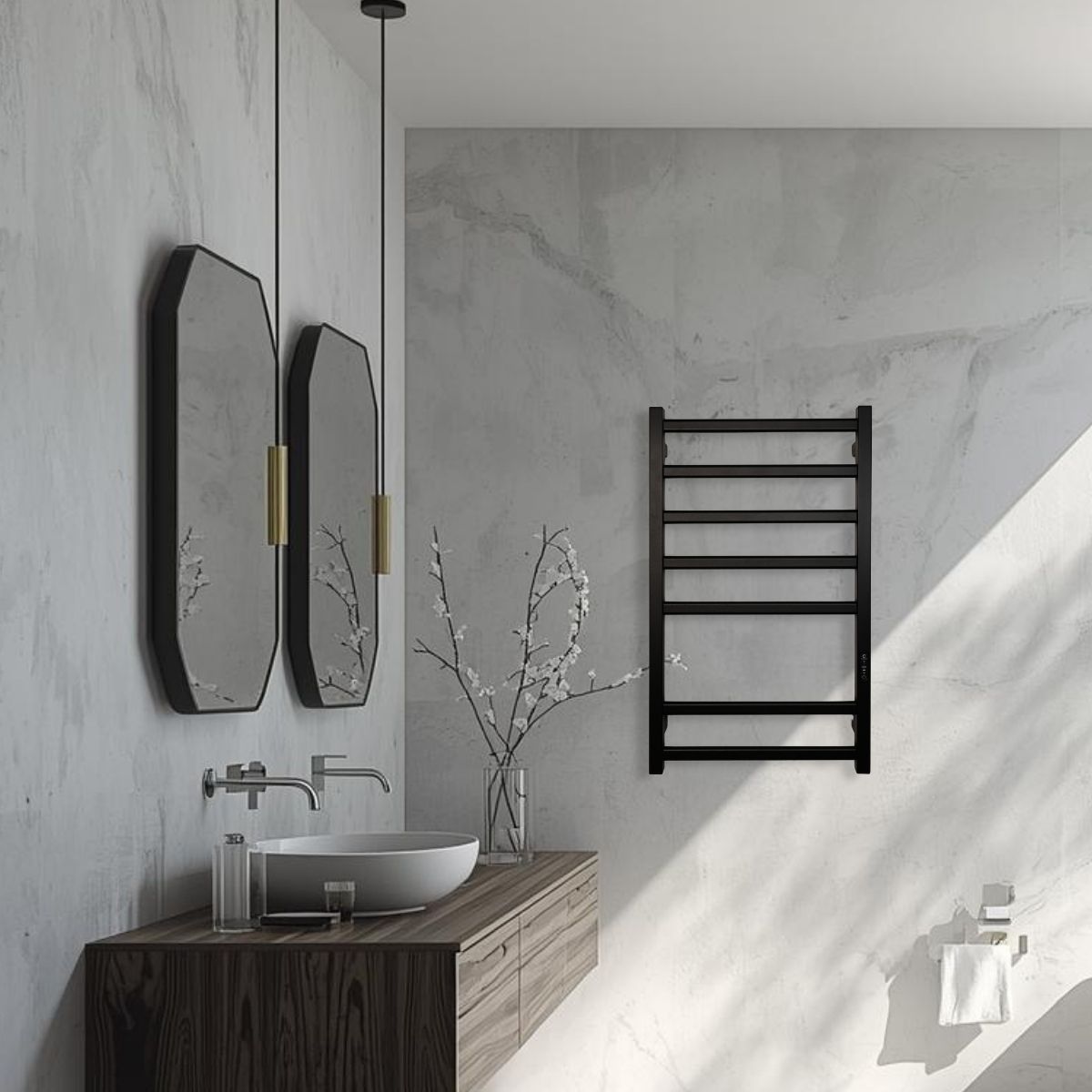 Рушникосушарка електрична Carino ALBA з контроллером Чорний мат 790*490