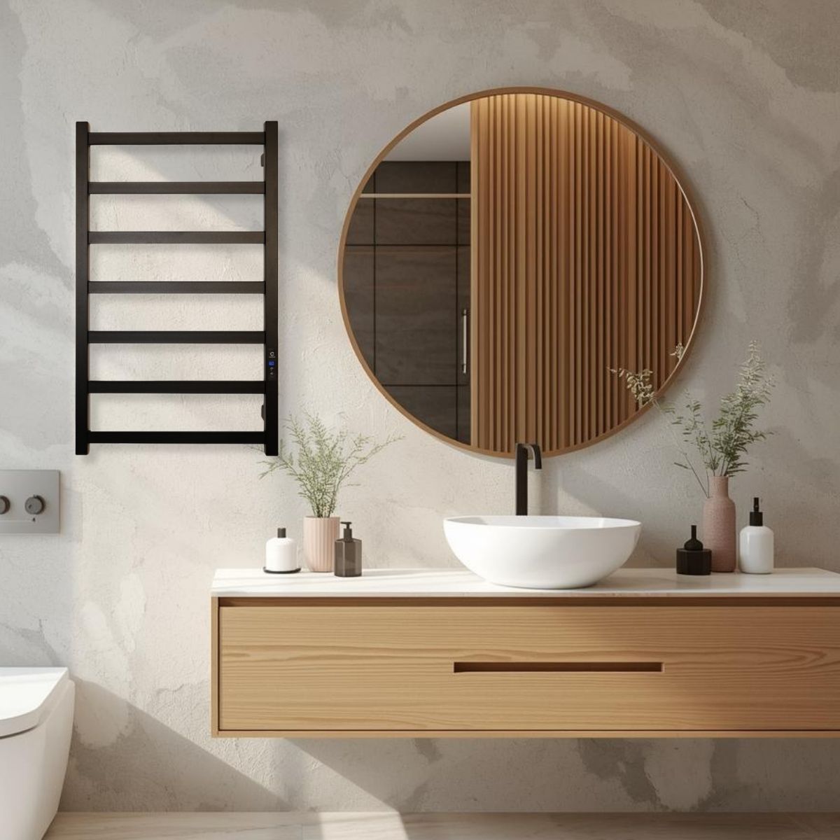 Рушникосушарка електрична Carino LUNA з дисплеєм Чорний мат 790*490